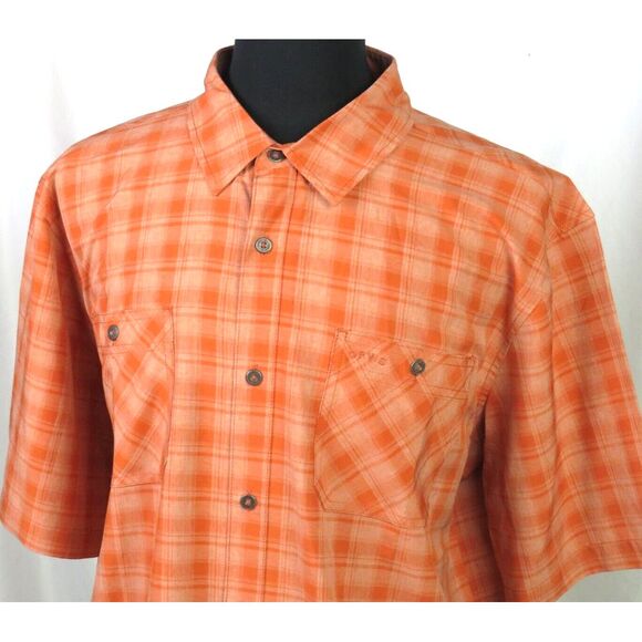 Lot of 2~ ORVIS 100% Polyester Short Sleeved Plaid Button Up Shirts Men's XXL - Picture 8 of 11
